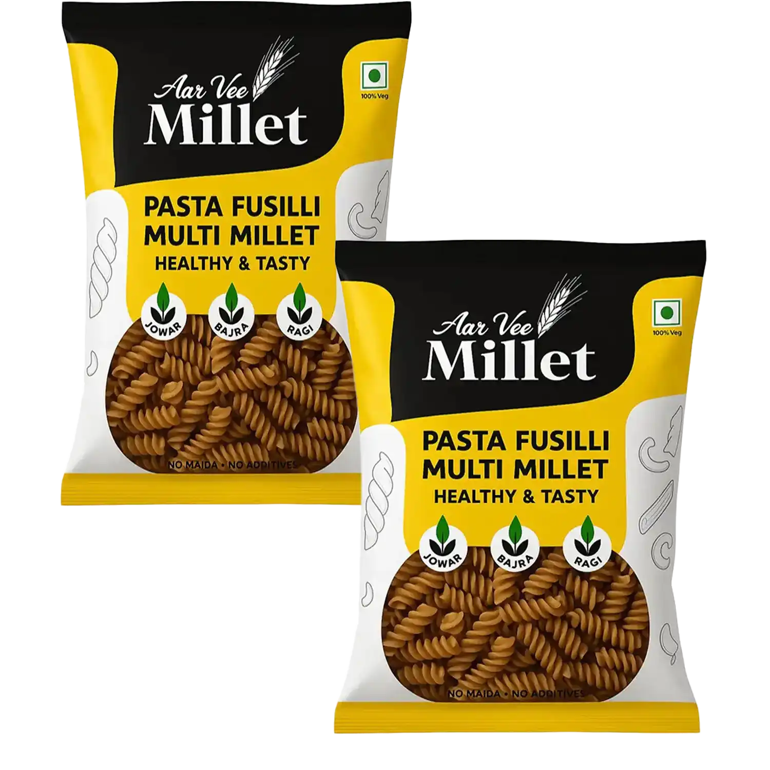 Aarvee Millet Pasta Fusilli Multi Millet - Pack of 2 (400 gm each)