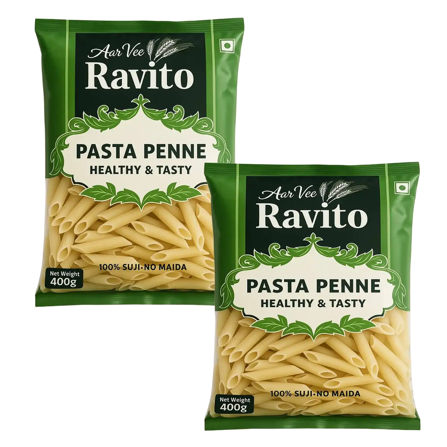 Aarvee Ravito Pasta Penne - Pack of 2 (400 gm each)