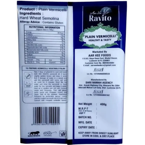 Aarvee Ravito- Plain Vermicelli (400 gm) - Image 2