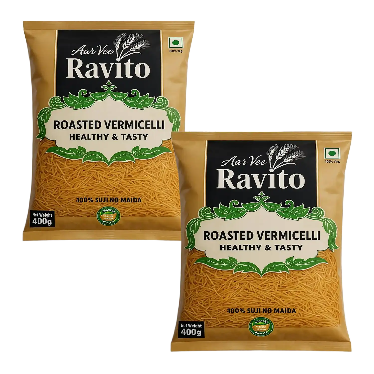 Aarvee Ravito Roasted Vermicelli- Pack of 2 (400 gm each)