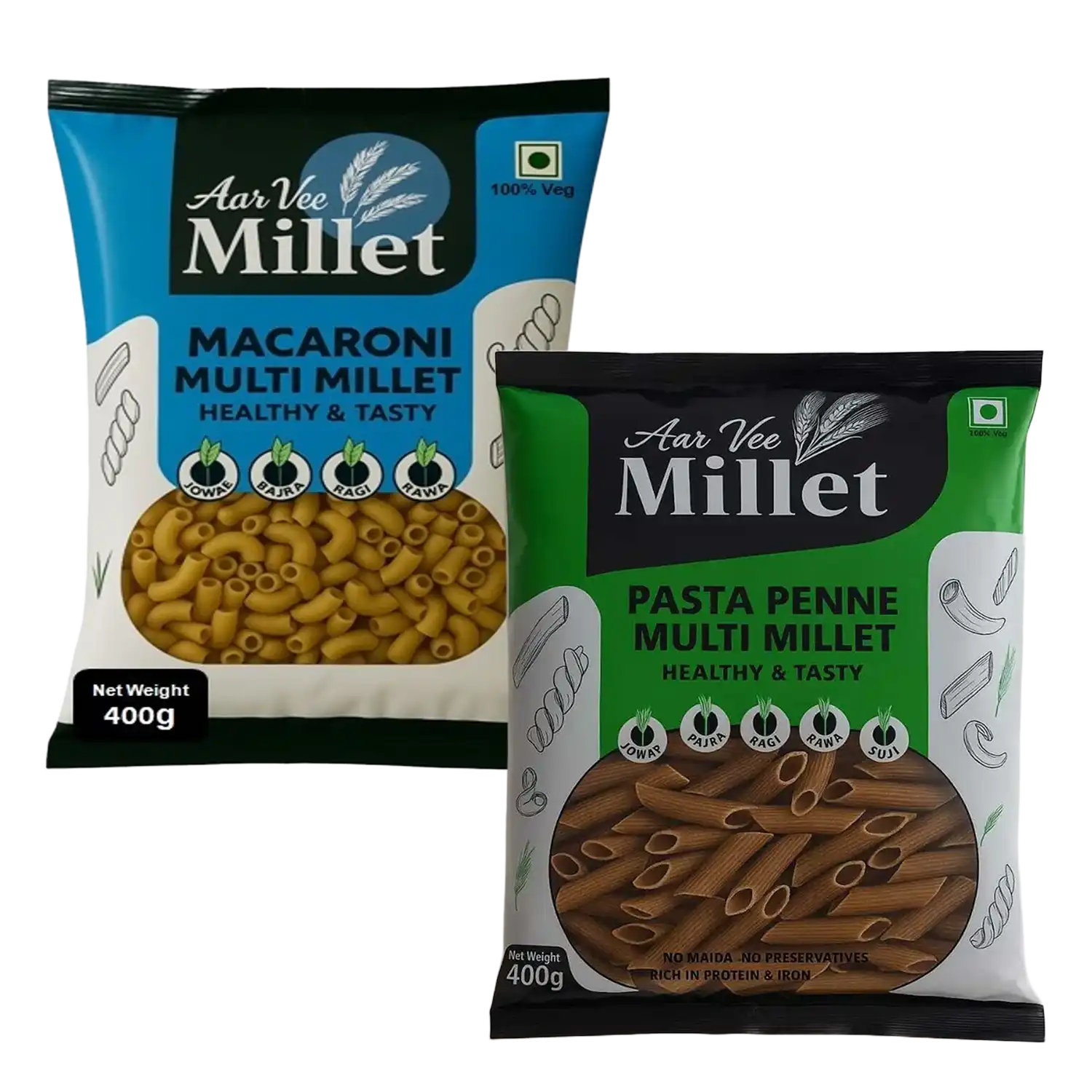 Aarvee Millet Macroni & Pasta Penne (Pack of 2)