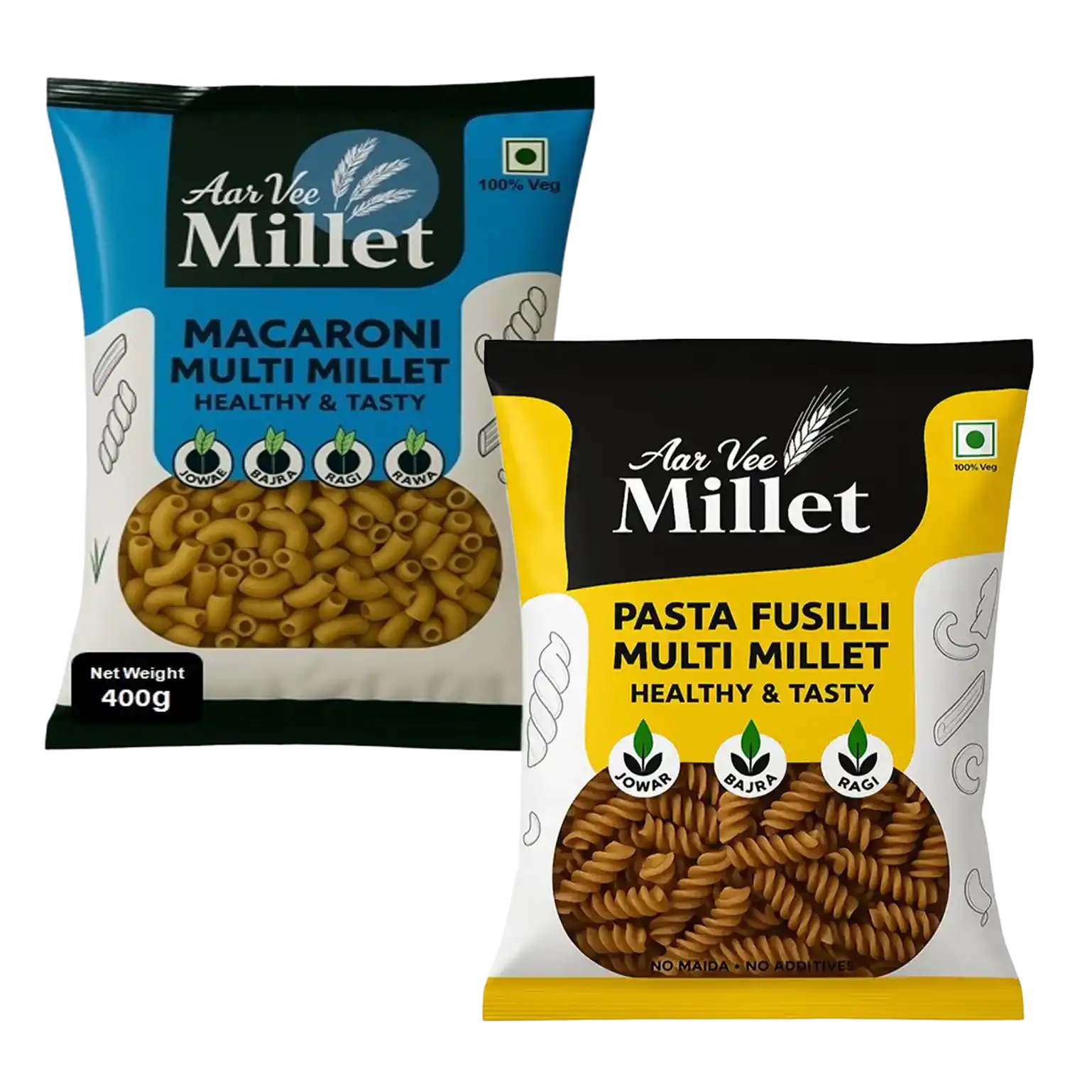 Aarvee Millet Macroni & Millet Pasta Fusilli Multi Millet (Pack of 2)