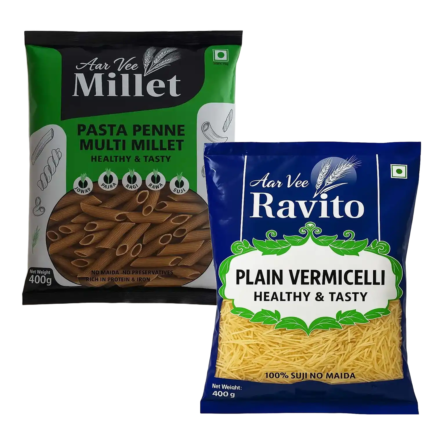Arvee Millet Pasta Penne & Ravito Vermicelli (Pack of 2)