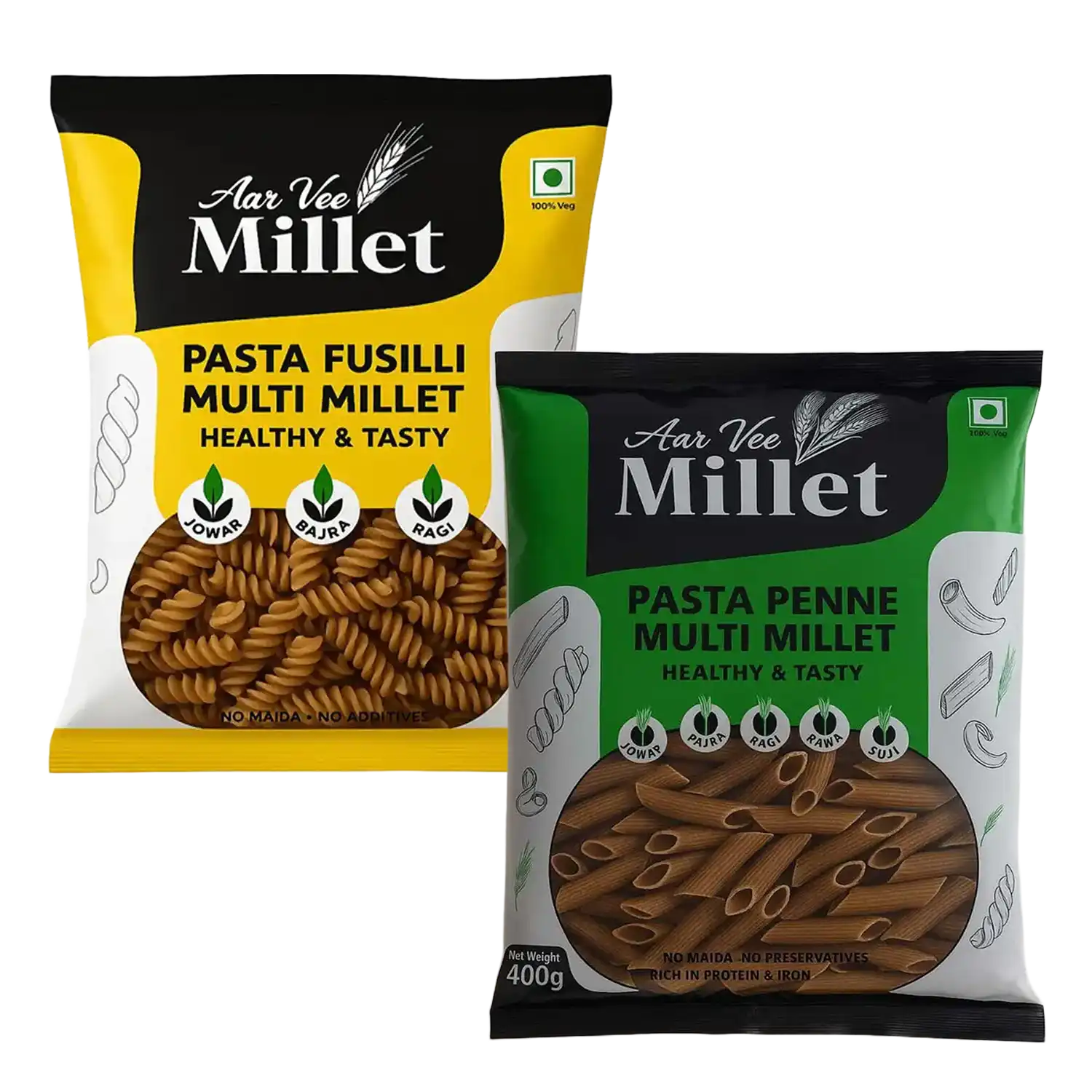 Arvee Millet Pasta Fusilli & Penne (Pack of 2)