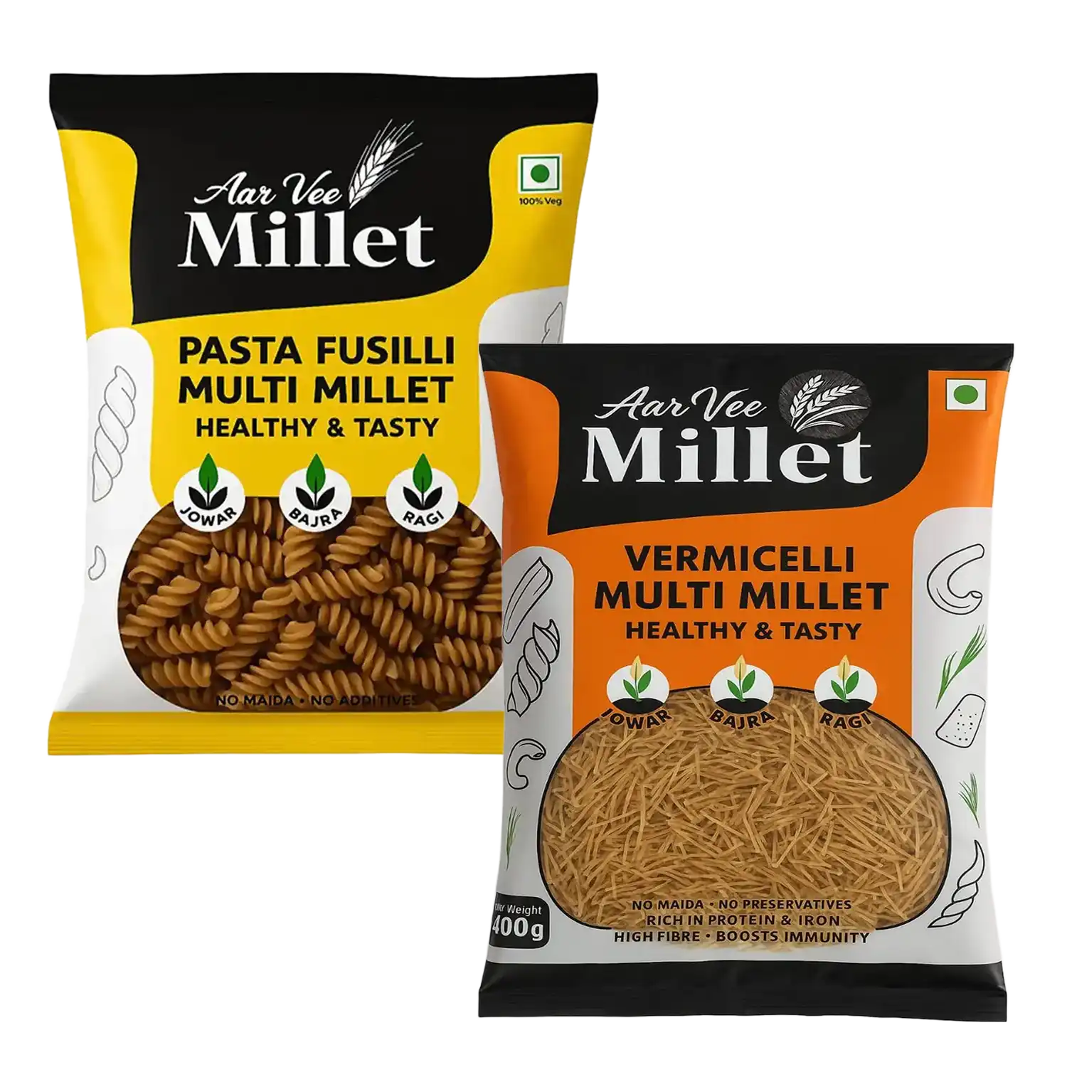 Arvee Millet Pasta Fusilli & Vermicelli (Pack of 2)