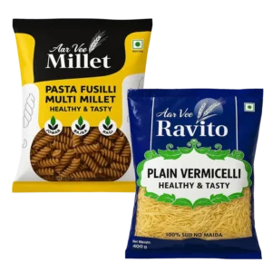 Arvee Millet Pasta Fusilli & Ravito Plain Vermicelli (Pack of 2)