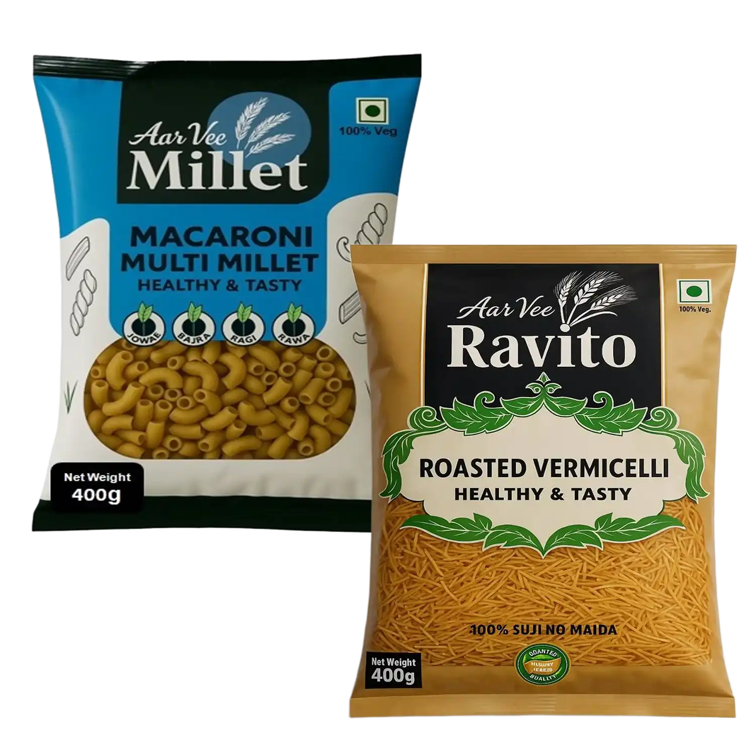 Arvee Millet Macroni & Ravito Roasted Vermicelli (Pack of 2)