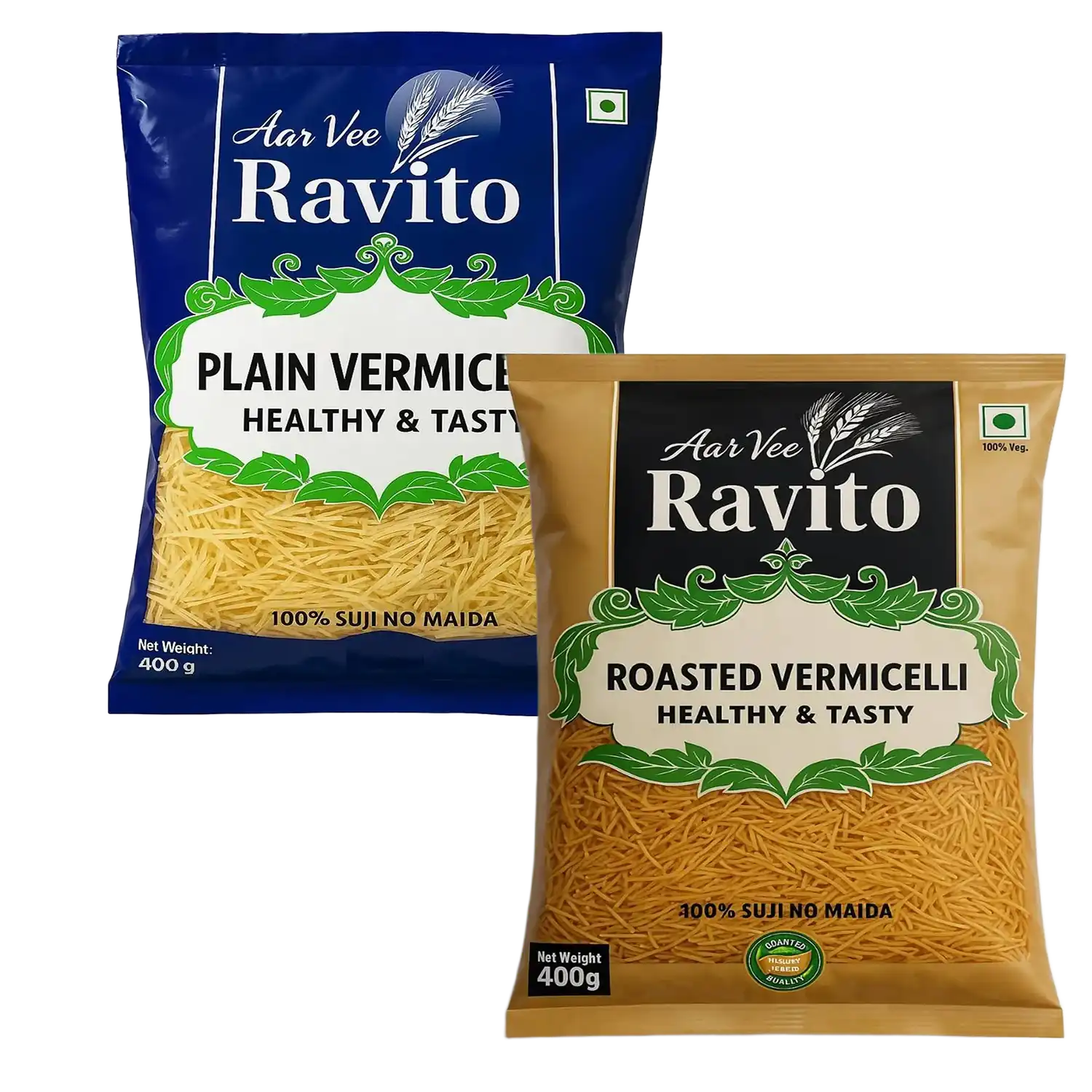 Arvee Ravito Plain & Roasted Vermicelli (Pack of 2)
