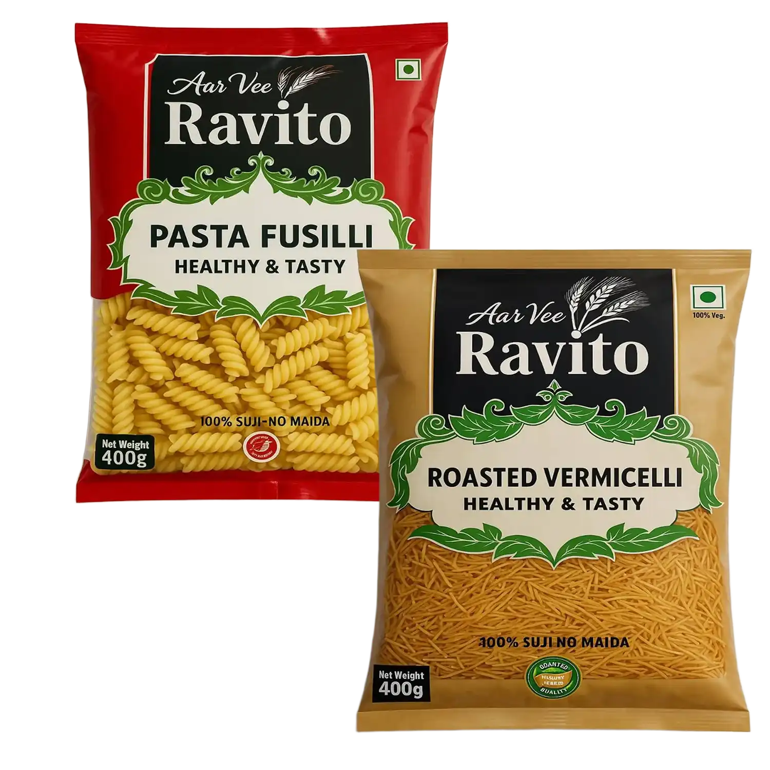 Arvee Ravito Pasta Fusilli & Roasted Vermicelli (Pack of 2)