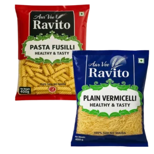 Arvee Ravito Pasta Fusilli & Plain Vermicelli (Pack of 2)