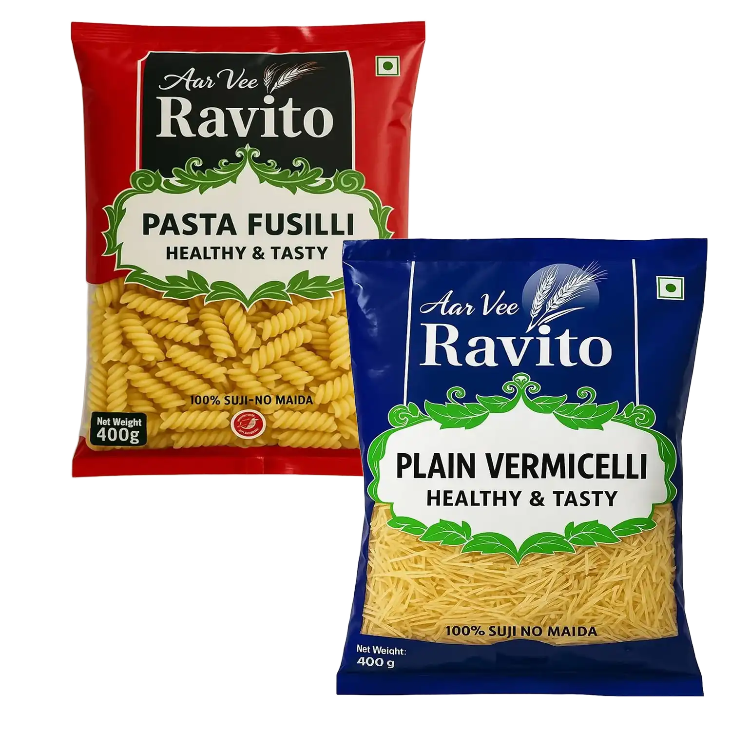 Arvee Ravito Pasta Fusilli & Plain Vermicelli (Pack of 2)